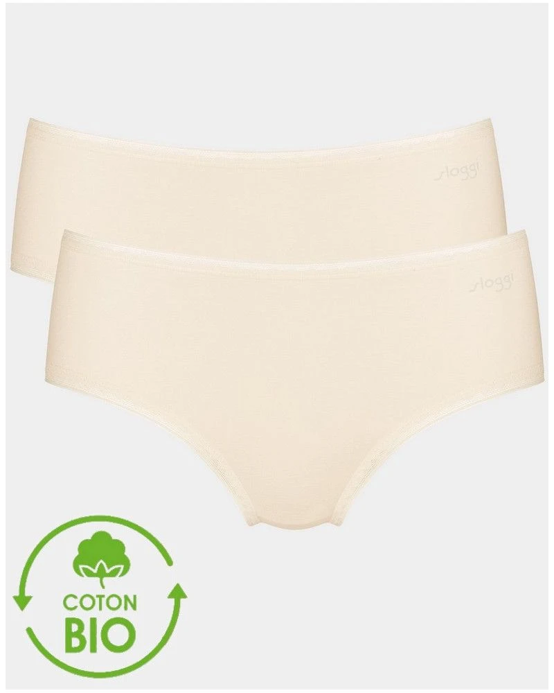 Lot De 2 Slips Midi Sloggi GO (Coton Bio) Poudré